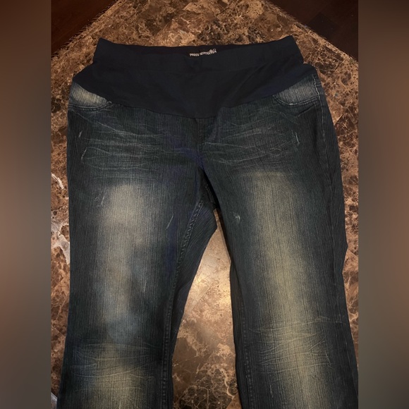 Paris Blues Maternity Flare Jeans Size XL Dark Indigo Wash - Picture 2 of 10